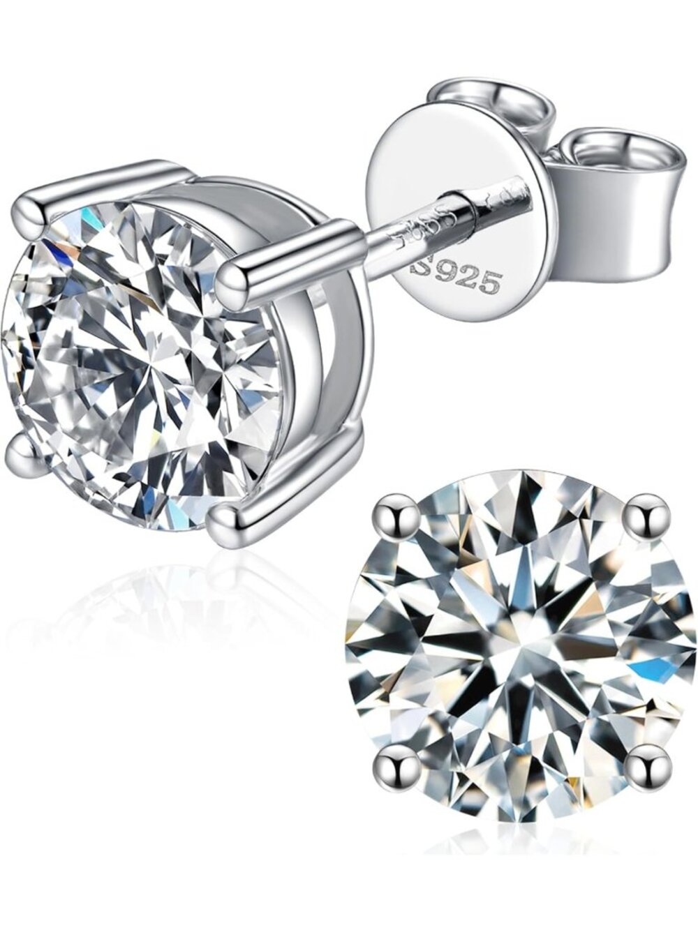 Elegant Moissanite Stud Earrings in 925 Sterling Silver for Women & Men